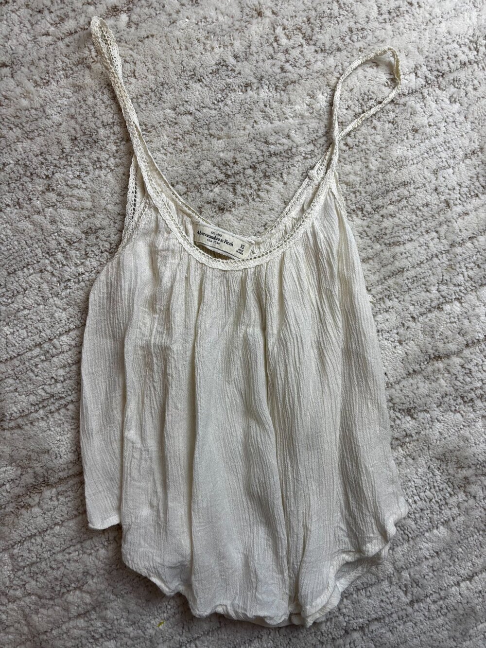 Abercrombie & Fitch Lace Trim Tank Top Cream XS Y2K Boho